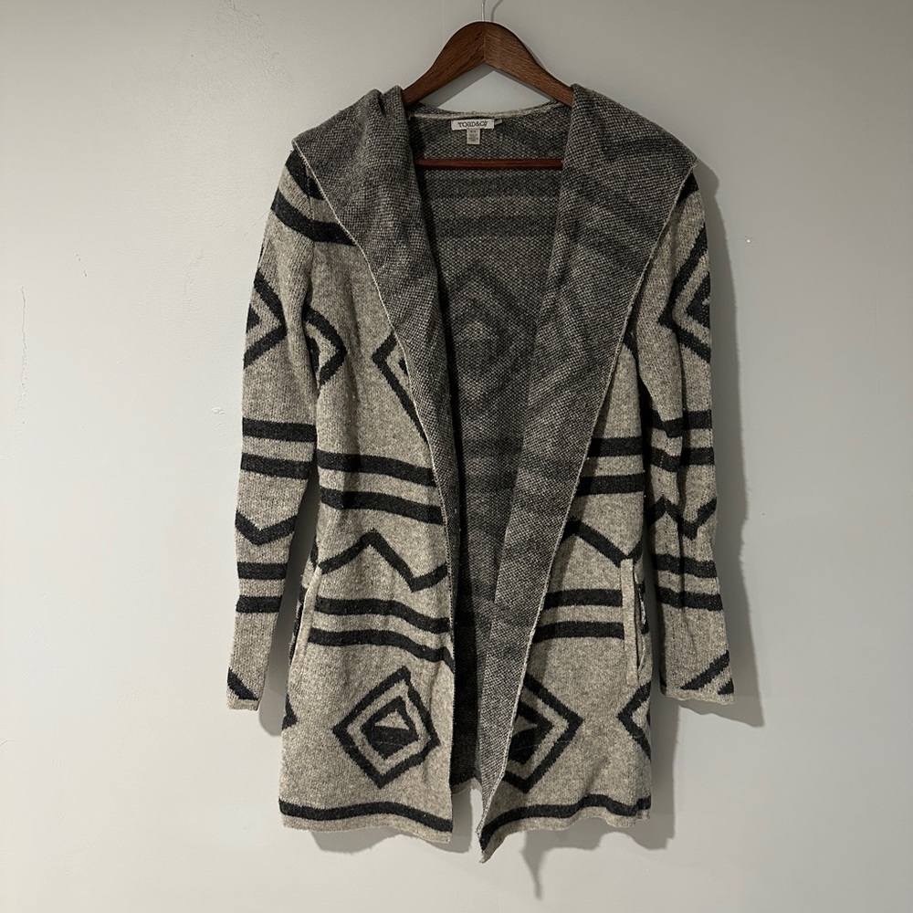 Toad&Co Black and Gray Geometric Cardigan